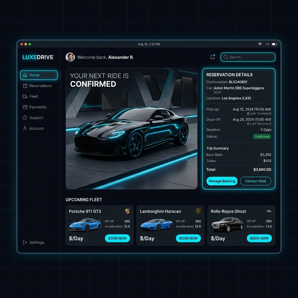 Rental Car UI Mockup